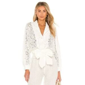 Waimari Revolve White Costa Linda Blouse, Shell Lace, Size XS